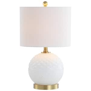 Julienne 20.5 in. White/Brass Gold Glass/Metal LED Table Lamp