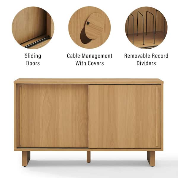 CROSLEY FURNITURE Gemma White Oak Medium Record Player Cabinet