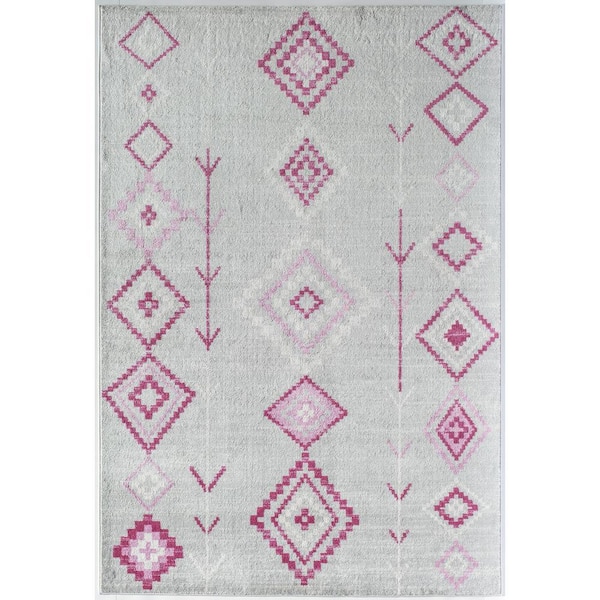 Bodrum Native Fushchia 2'x4' Moroccan Gray Area Rug