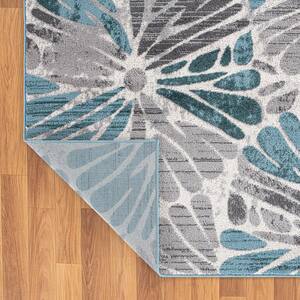 Blue 7 ft. 10 in. x 10 ft. Contemporary Circles Area Rug