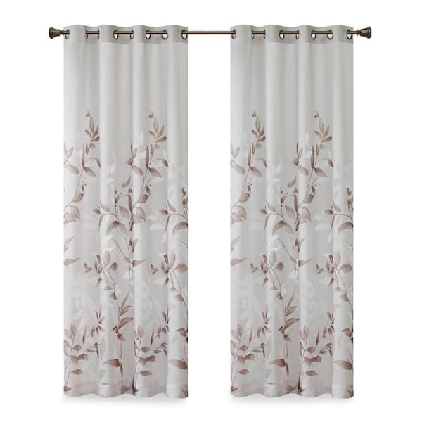 Madison Park Vera Mauve Rayon Polyester 50 In W X 84 L Burnout Printed Semi Sheer Curtain Single Panel Mp40 6605 The