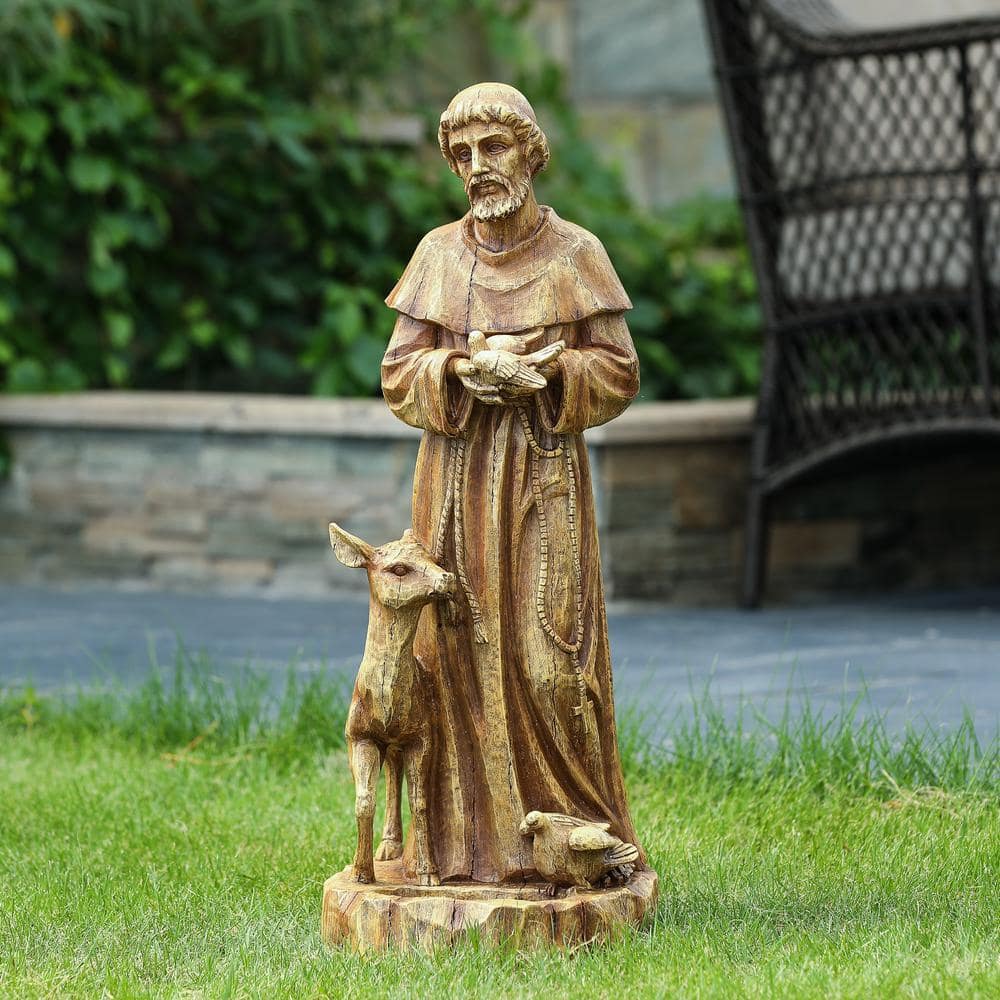 Luxen Home Saint Francis Brown MgO Garden Figure