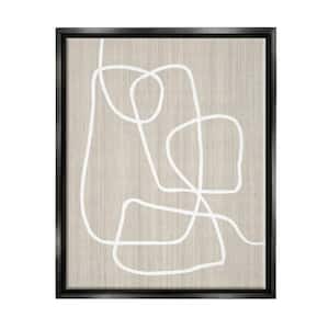 White Line Beige Grain Pattern Modern by Alpenglow Workshop Floater Frame Abstract Wall Art Print 31 in. x 25 in. .