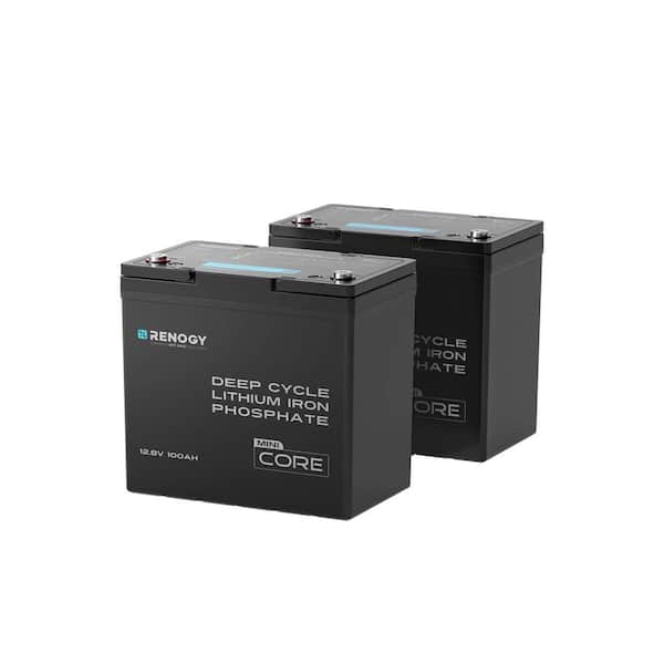 2pcs 12.8V 100Ah Lithium LiFePO4 Deep Cycle Battery Rechargeable Compact Backup Power Trolling motor RV-Core Mini Series