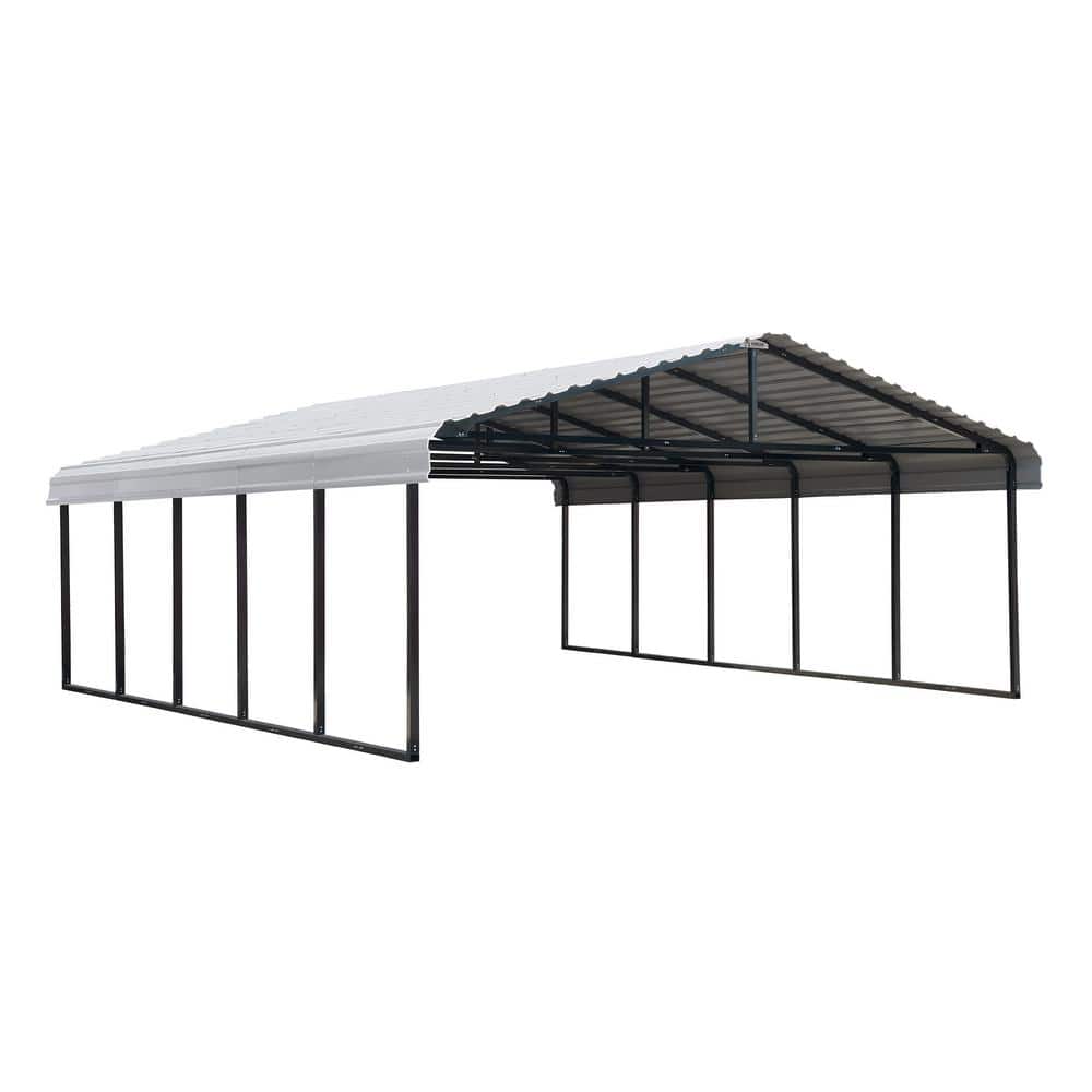 Eggshell and Black Galvanized Steel Carport Shelter 20 ft. x 24 ft.