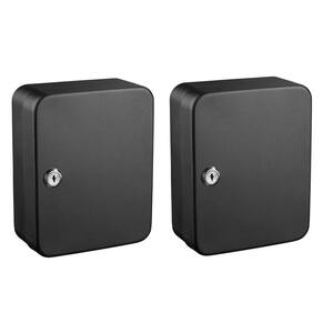 48 Key Steel Secure Cabinet with Key Lock, Black (2-Pack)