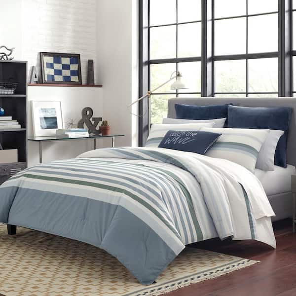 Nautica Lansier 3-Piece Gray Striped Cotton King Comforter Set  USHSA51111829 - The Home Depot