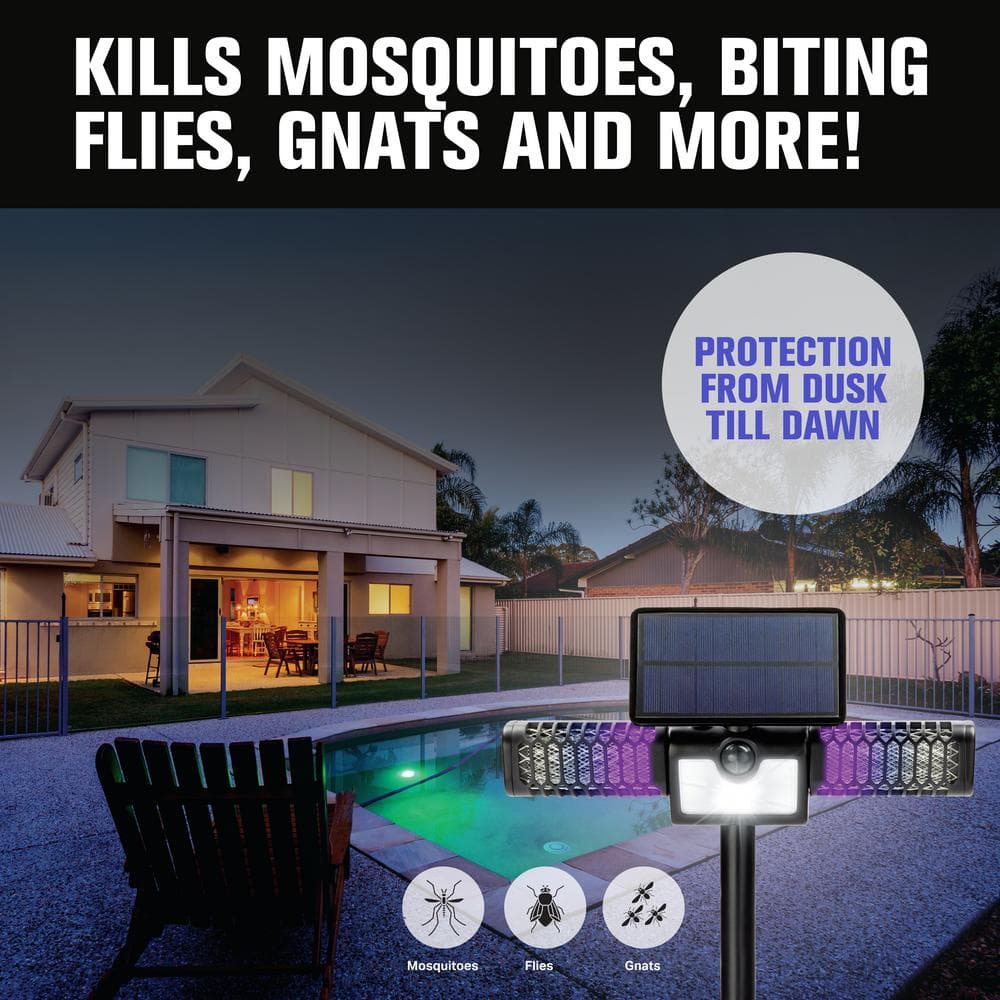 Solar-Powered Black Bug Zapper with Motion-Activated Floodlight