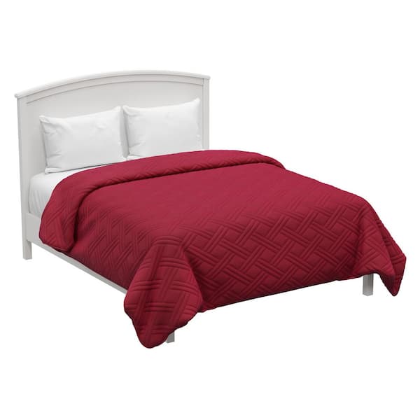 Unbranded 100% Polyester Burgundy Full/Queen Size Quilt Coverlet Basket Weave Quilted Lightweight Bedding