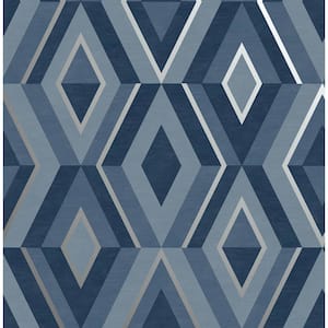 Shard Blue Geometric 20.5 in. x 33 ft. Unpasted Peelable Paper Wallaper