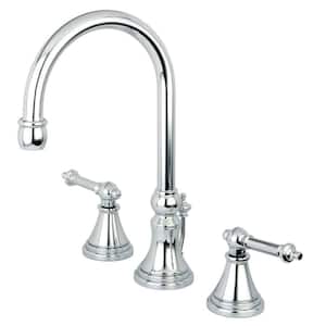 Templeton 8 in. Widespread 2-Handle Bathroom Faucets with Brass Pop-Up in Polished Chrome