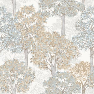 Blue Little Explorers 2 Cottage Tree Matte Finish Non-Pasted Non-Woven Wallpaper Sample