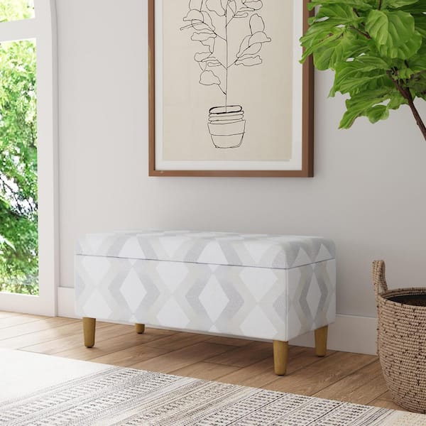 Homepop Malmo Natural Woven Geo 36 in. Bedroom Bench Backless with Storage