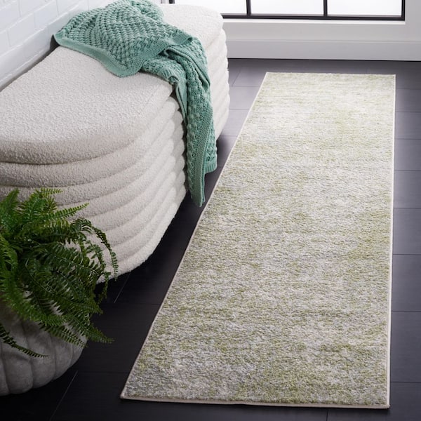 Tulum 2 ft. x 8 ft. Ivory/Sage Rustic Distressed Runner Rug