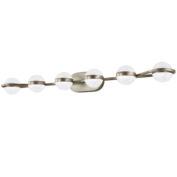 43.3 in. 6-Light Gold Dimmable Bathroom LED Vanity Light, Wall Mounted Decorative Lighting Fixture