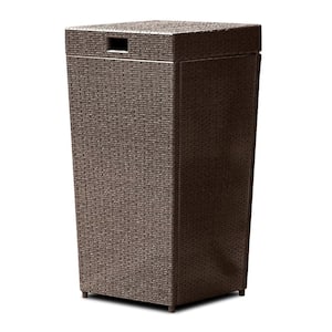 35 Gal. Brown Wicker Rattan Outdoor Trash Can with Lid for Outdoor Patio
