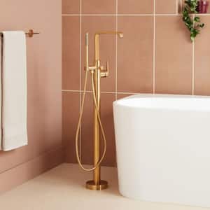 Drea Single-Handle Floor Mounted Roman Tub Faucet in. Brushed Gold