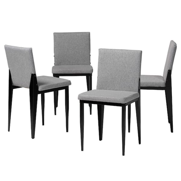 Baxton Studio Bishop Grey and Black Dining Chair (Set of 4)