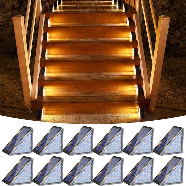 Lukyamzn 80 Lumens Black LED Outdoor Stair, Solar Deck Lights ...