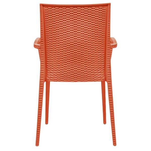 Modern Weave Design Orange Dining Armchair with UV Protection