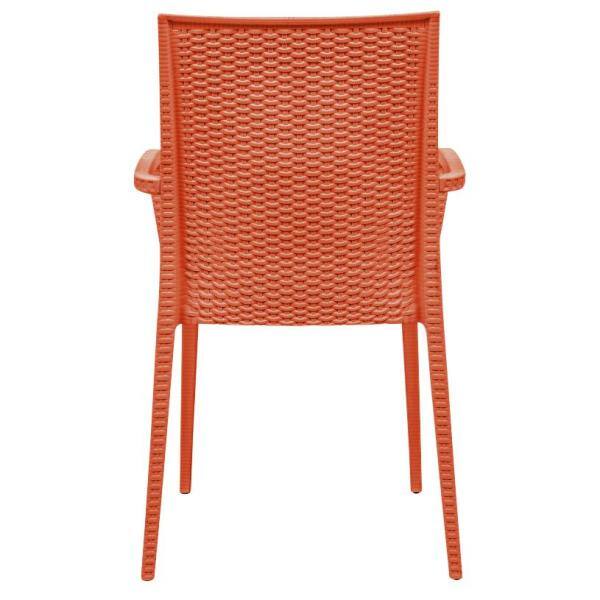 LeisureMod Weave Mace Contemporary Orange Polypropylene Dining Chair - Set of 4