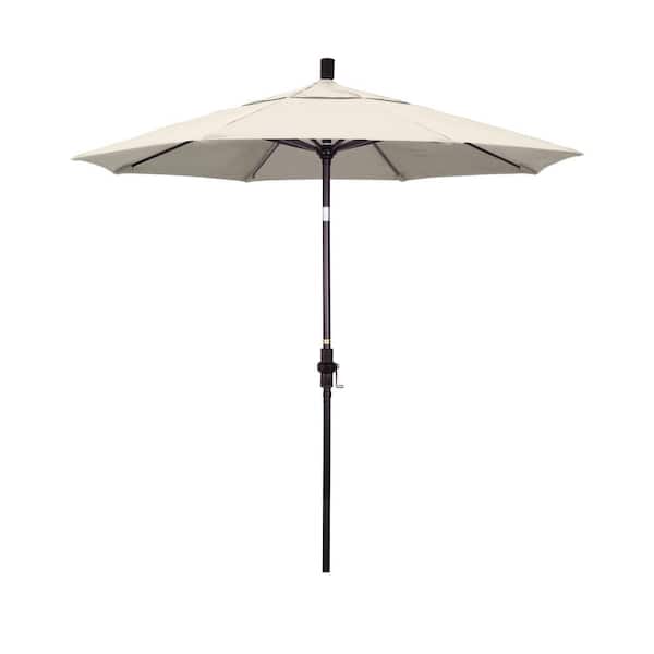 California Umbrella 7.5 ft. Bronze Aluminum Market Patio Umbrella Collar Tilt Crank Lift in Antique Beige Olefin