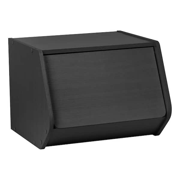 IRIS TACHI Modular Black Wood Stacking Storage Box with Door