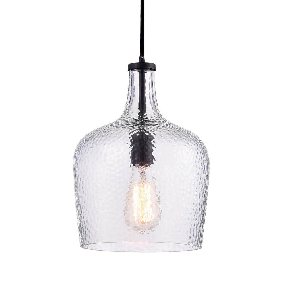 Ruby 9.5 in. 1-Light Antique Black Mouth-blown Large Glass Pendant Light price history on PriceWatchPro