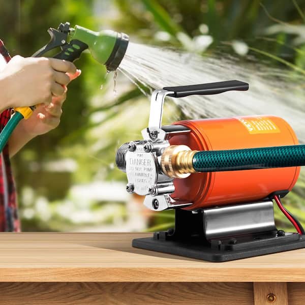 Water Transfer Pump 12-Volt DC 360 GPH 1/10HP Portable Electric Utility Pump w/ 6 ft. Hose for Garden Pool Pond Hot Tub