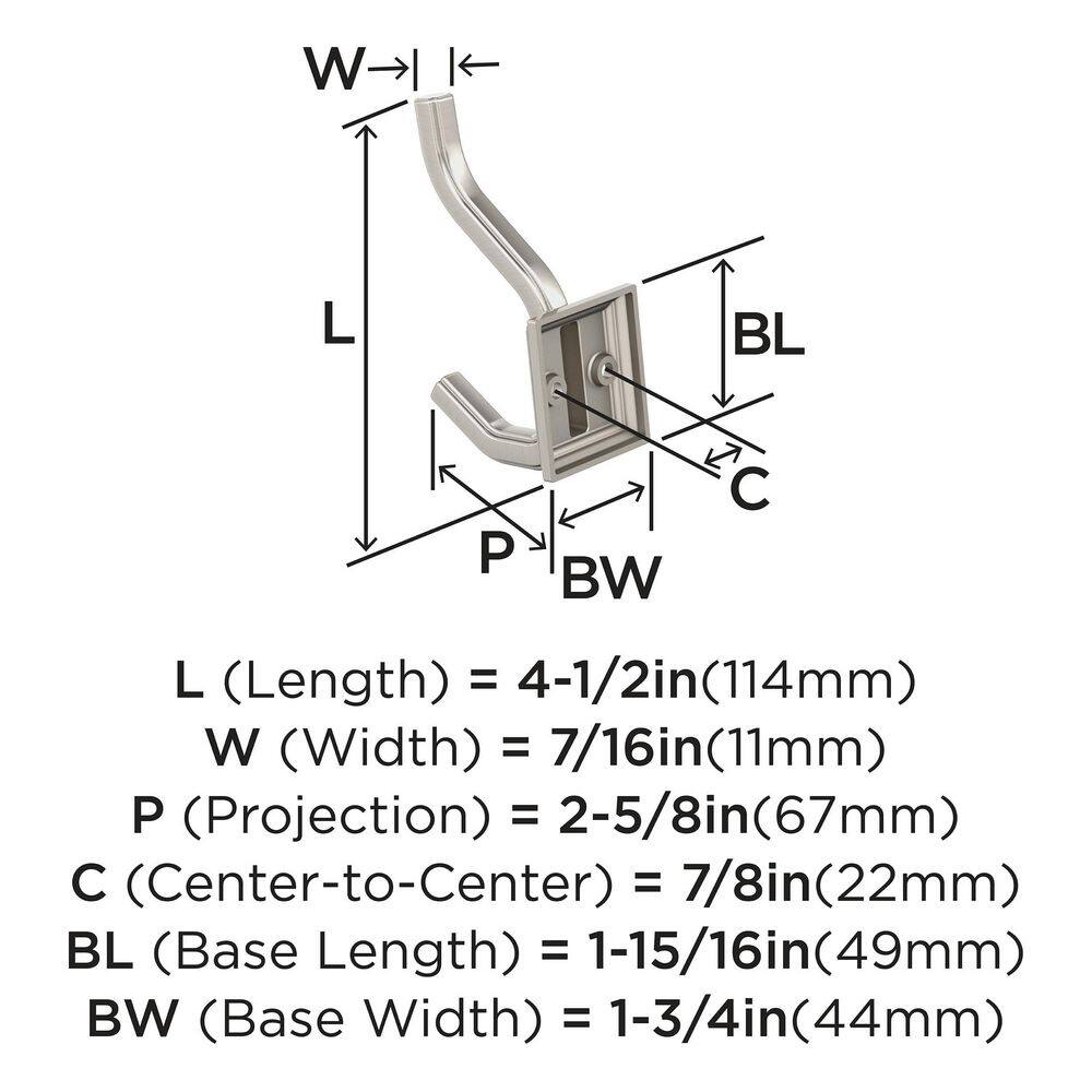 Satin Nickel Double Prong Decorative Wall Hook
