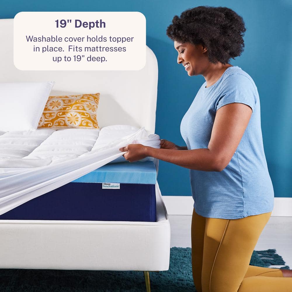 King Size White Gel Memory Foam Mattress Topper