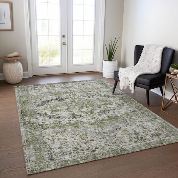 Chantille Machine Washable Indoor/Outdoor Abstract ACN1755 Aloe 3 ft. x 5 ft. Area Rug