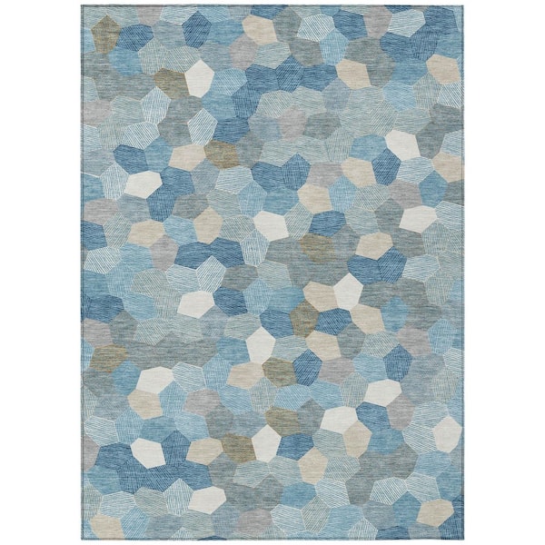 Chantille Machine Washable Indoor/Outdoor Abstract ACN2573 Teal 8 ft. x 10 ft. Area Rug