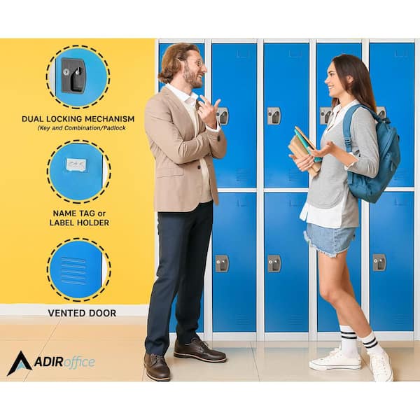 629-Series 72 in. H 2-Tier Steel Key Lock 2-Shelf Storage Locker Free Standing Cabinets for Home, School, Gym in Blue