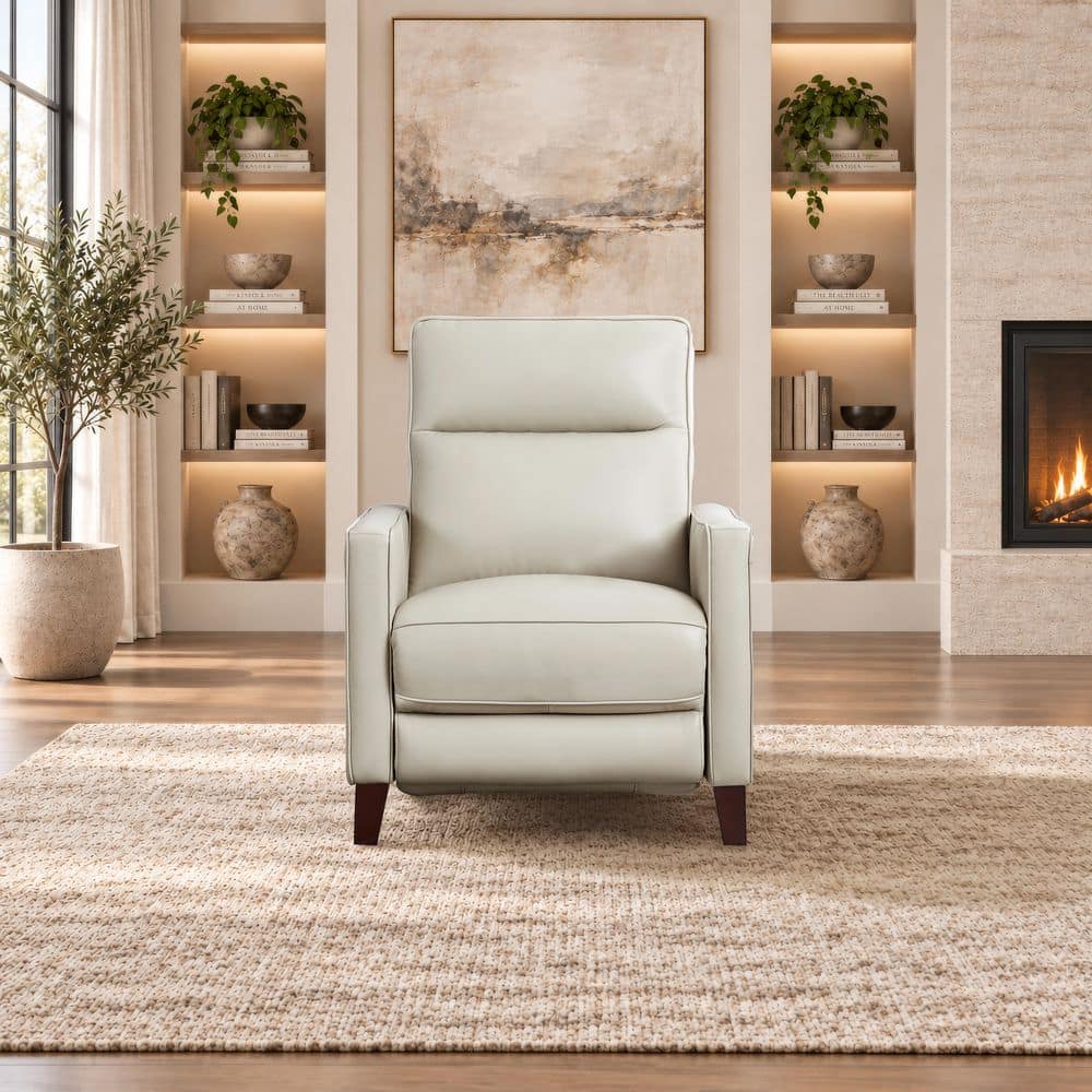 Hydeline Ashby Vanilla Leather Standard Recliner with Adjustable
