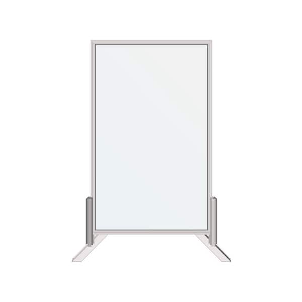 Dusco 30 in. x 48 in. Floor or Desk-Mounted Sanitary Tempered Safety Glass Shield 1/8 in. Thickness