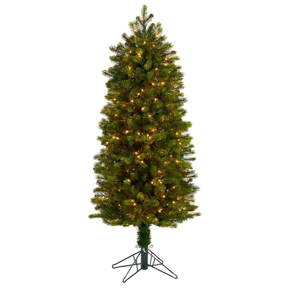 Nearly Natural 5ft Slim Colorado Mountain Spruce Artificial Christmas Tree with 250 Warm White Micro LED Lights & 522 Bendable Branches