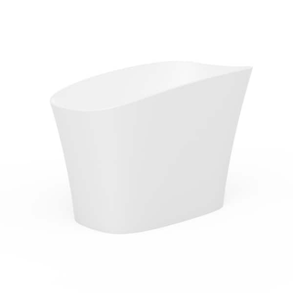 51 in. x 29 in. Artificial Stone Soaking Bathtub in Matte White Solid Surface Modern Tub with Overflow and Pop-up Drain