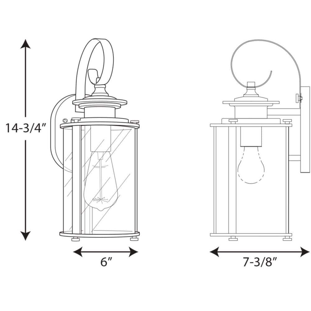 Black and Bronze Dimmable Outdoor Wall Lantern with Clear Glass Shade