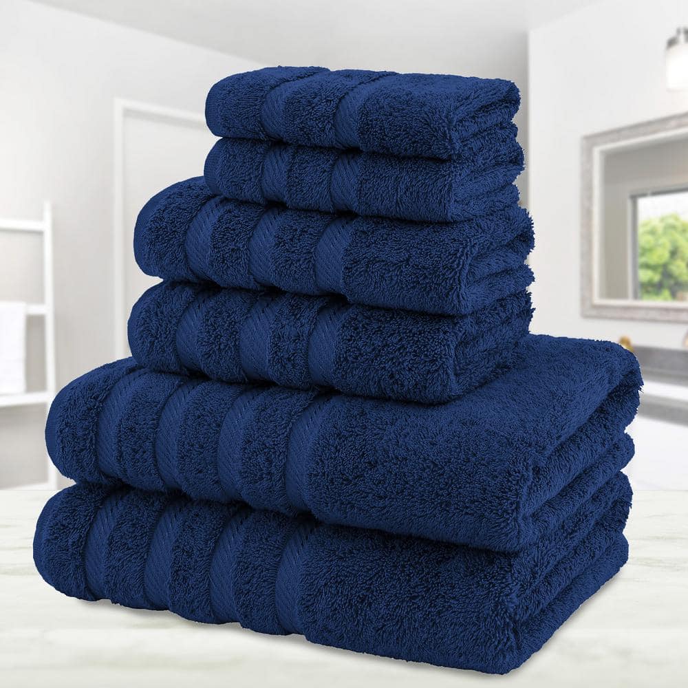 Navy Blue Turkish Cotton 6-Piece Towel Set