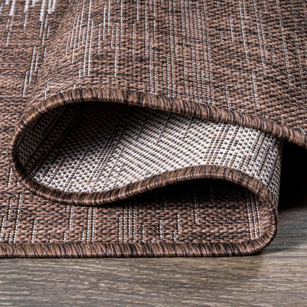 Modern Strie Brown/Beige 8' x 10' Synthetic Reversible Area Rug