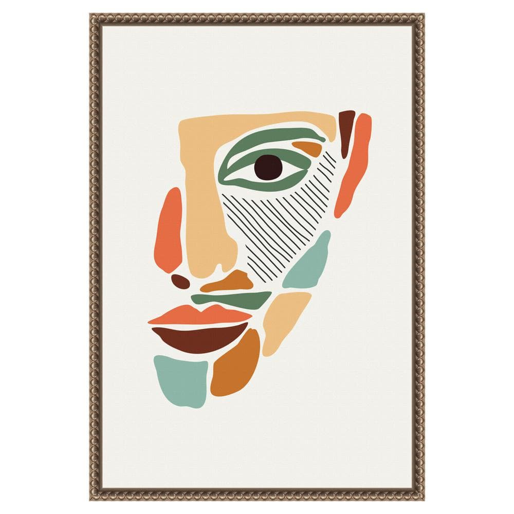 Colorful Abstract Faces Beaded Framed Canvas Wall Art 16 x 23-in