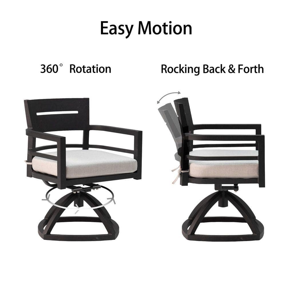 Demonstration of the swivel rocker chair's 360-degree rotation and rocking motion.