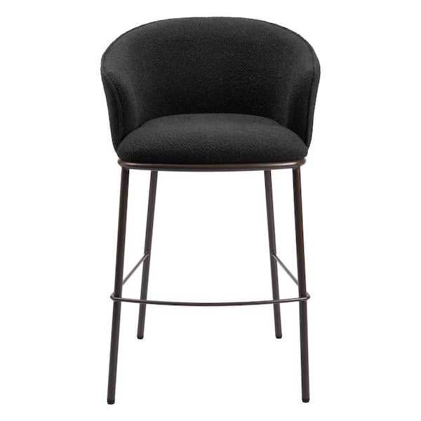 Essen 29.5 in. Solid Back Black and Bronze Plywood Frame Barstool with 100% Polyester Seat