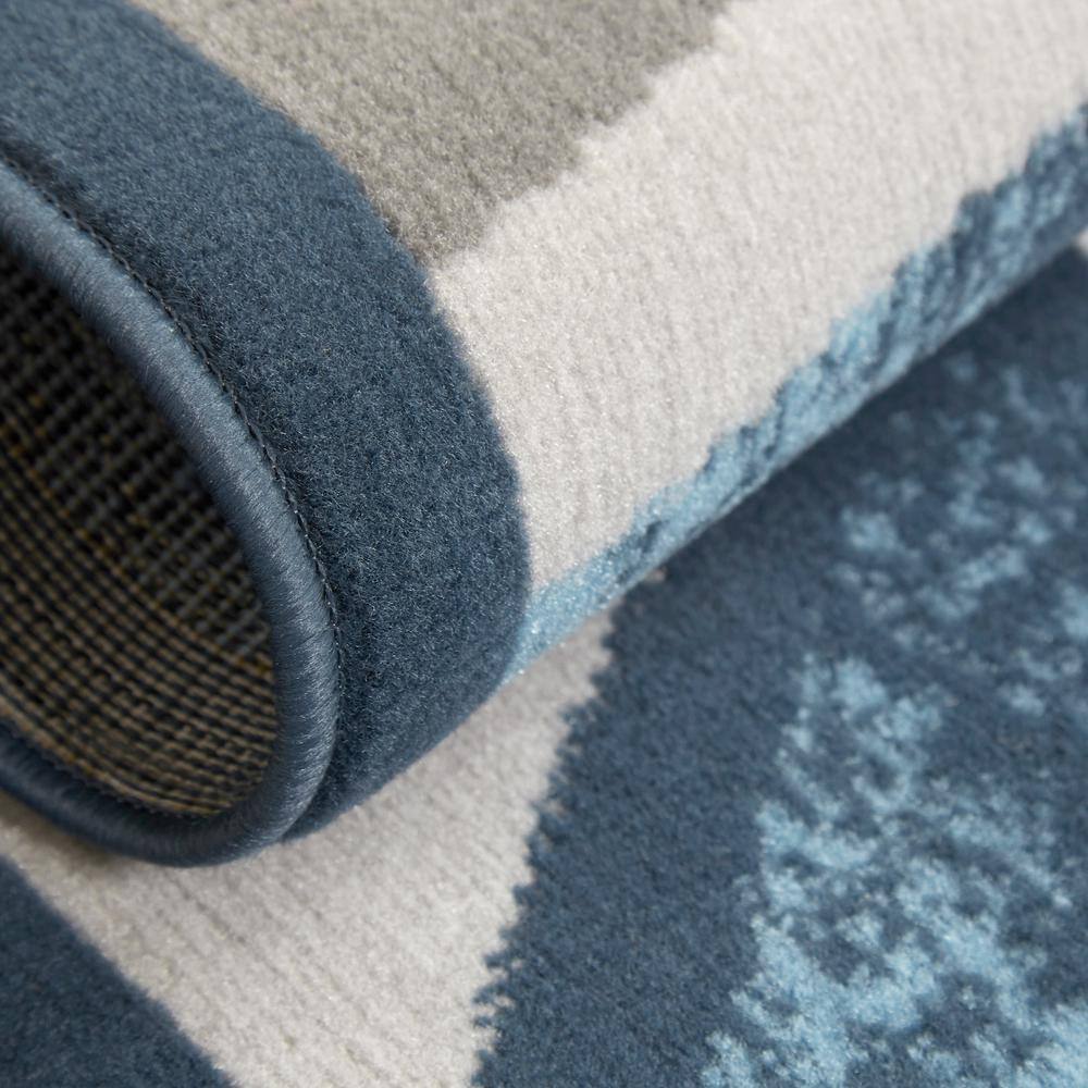 Blue and Gray Abstract Border Area Rug, 7'8"x10'7"