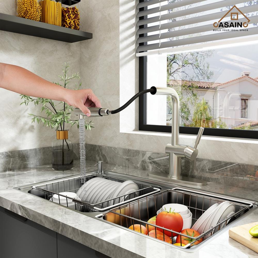 Brushed Nickel Single-Handle Pull-Out Spray Kitchen Faucet