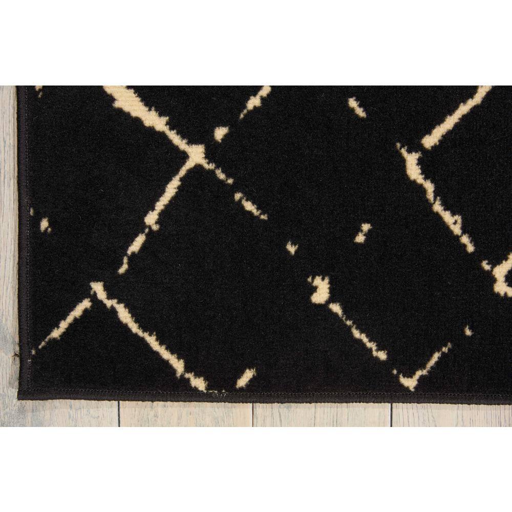 Modern Moroccan Black Synthetic 5'3" x 7'3" Rectangular Area Rug