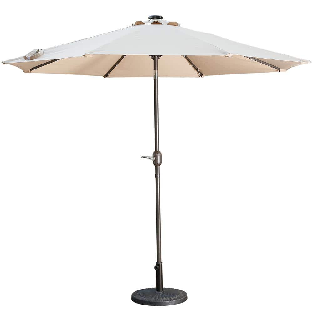 9 ft. Aluminum Market High Quality Solar LED Light Tilt Patio Beach Umbrell