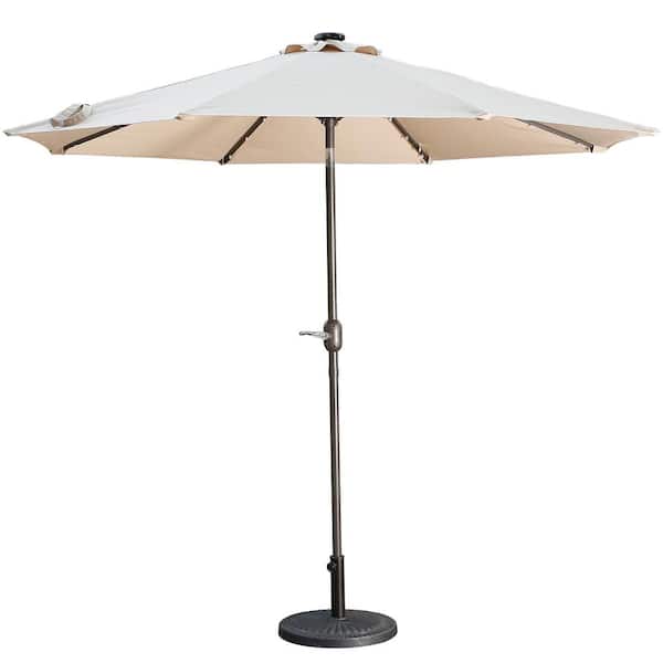 Unbranded 9 ft. Aluminum Market High Quality Solar LED Light Tilt Patio Beach Umbrella in Sand Without Base