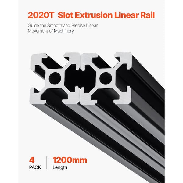 4pcs 2020 V-Slot 6.2mm Aluminum Profile Extrusion 100-800mm Linear Rail